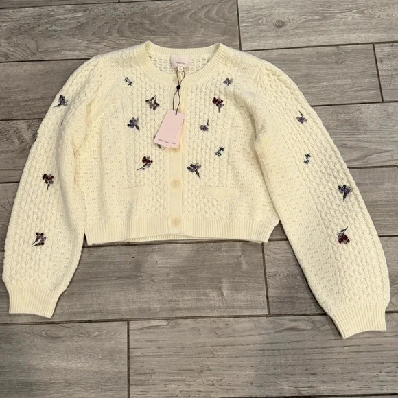 Floral Embroidered Cream Sweater - Picture 10 of 16